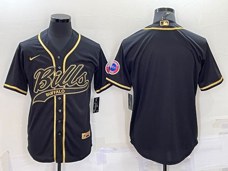 Men Buffalo Bills Blank Black Gold 2022 Nike Co branded NFL Jersey2->women nfl jersey->Women Jersey